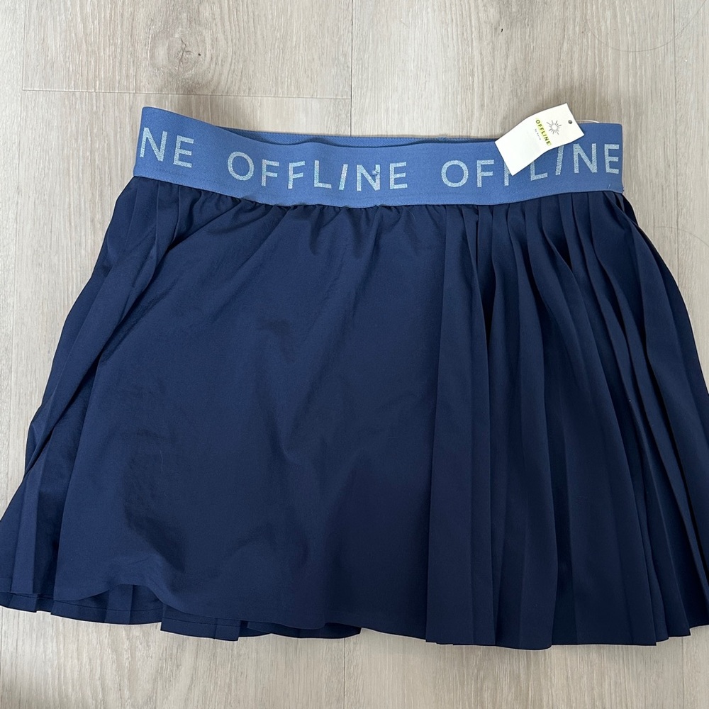 NWT Aerie Offline Navy Blue Mini Athletic Skirt with Logo Waistband